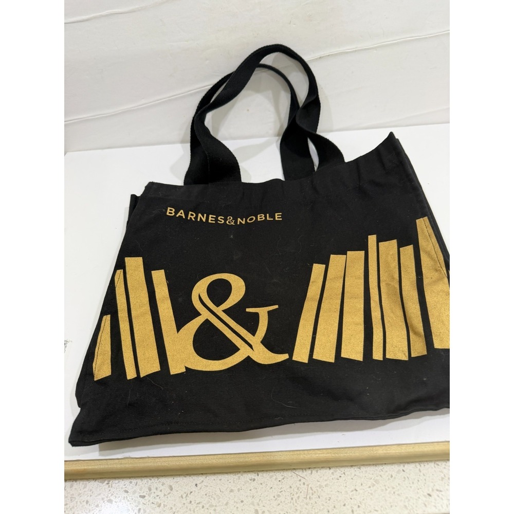 Barnes And Noble Black & Gold Tote Bag Canvas 100% Cotton Organic